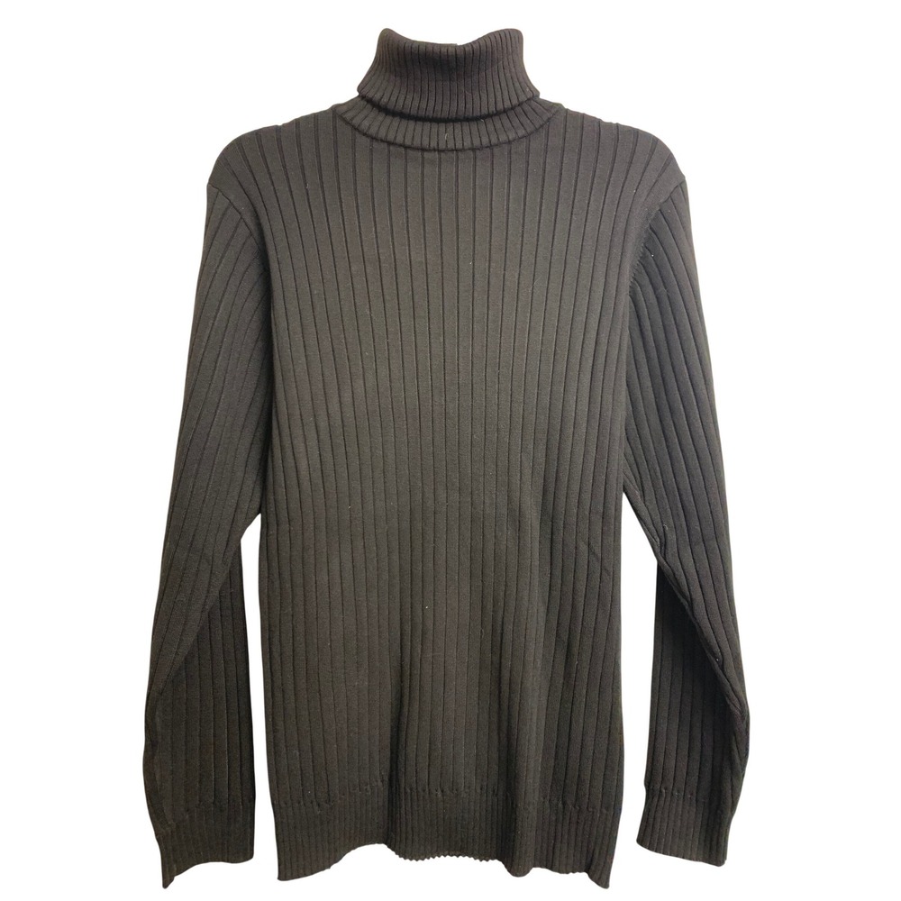 Coofandy‎ Ribbed Knit Turtleneck Sweater Black Long Sleeve Pullover Small